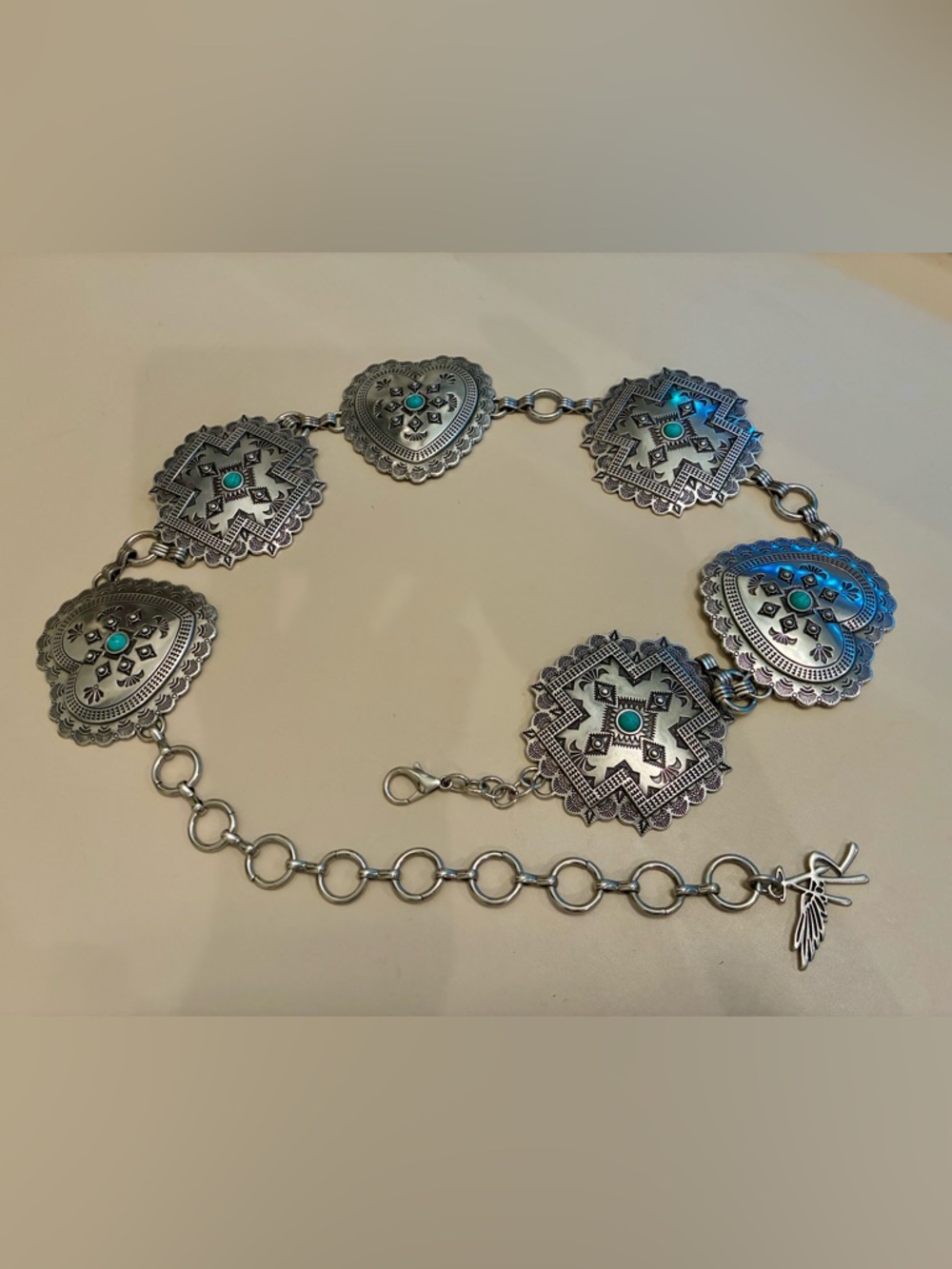 Angel Ranch Women’s Silver Heart, Square Concho Belt